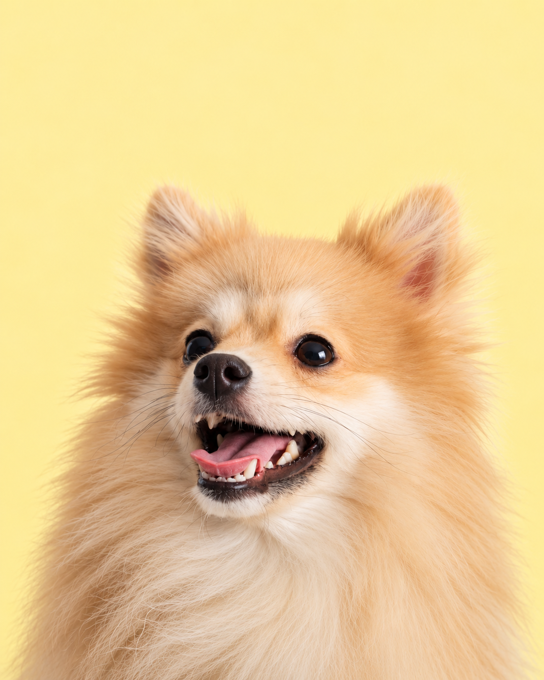 Cão adulto sorrindo em fundo amarelo representando a Linha Adulto MPN