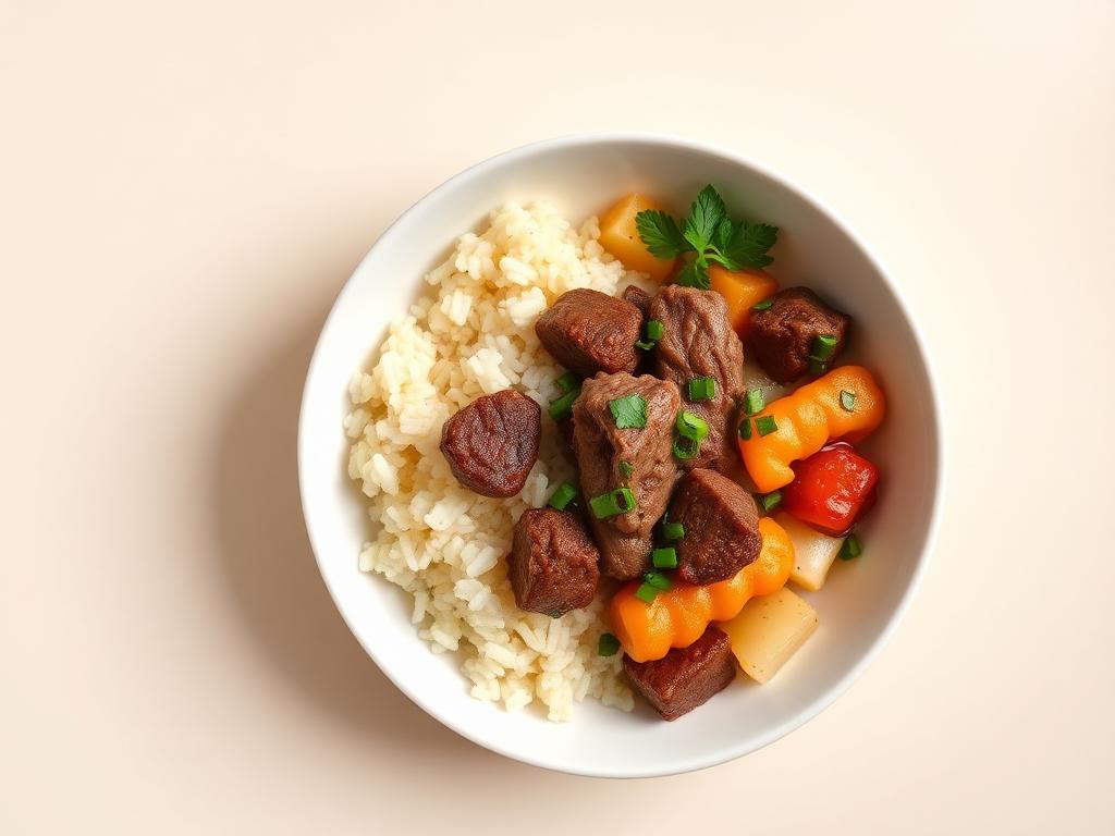 Porção de dieta natural sabor bovino porcionada